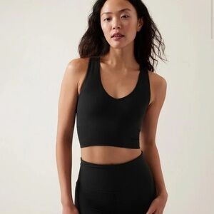 New Athleta Aurora black seamless crop ribbed Tank Top XS
